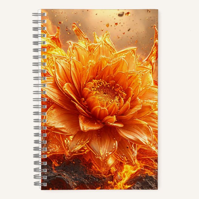 Flames are flying around a flower notebook (Front)
