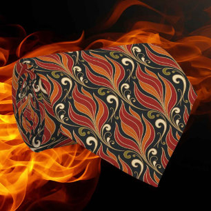 Flames Art Nouveau Pinstripes Hot Rod Tie