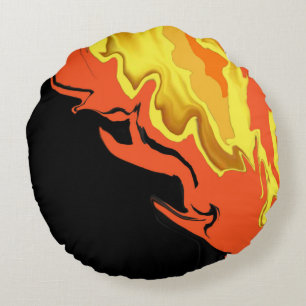 Flames at Night Round Cushion