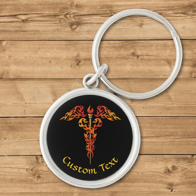 Flames Caduceus Key Ring (Creator Uploaded)