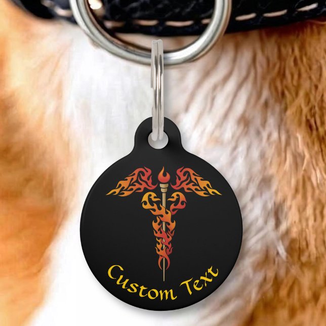 Flames Caduceus Pet Tag (Creator Uploaded)