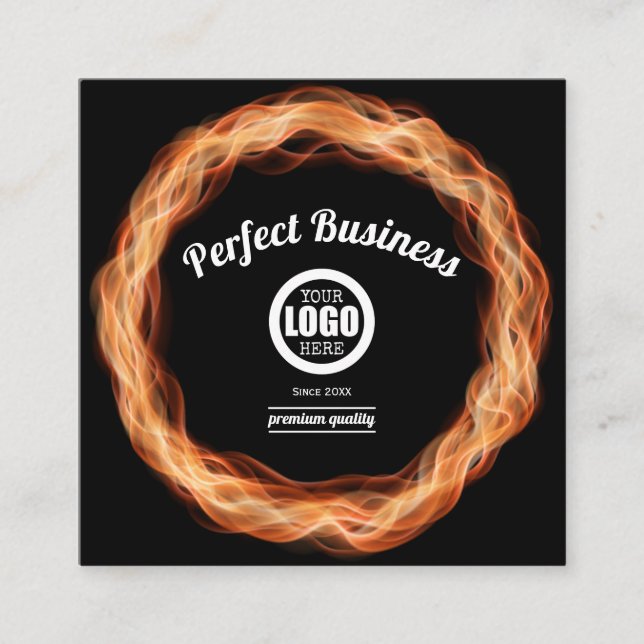 Flames Creative Unique Modern Trendy Add Your Logo Square Business Card (Front)
