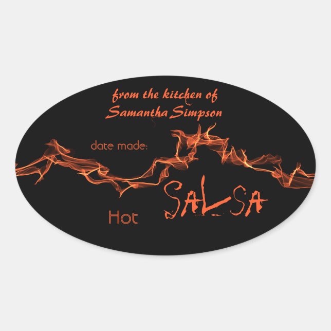 Flames Custom Canning Oval Sticker (Front)