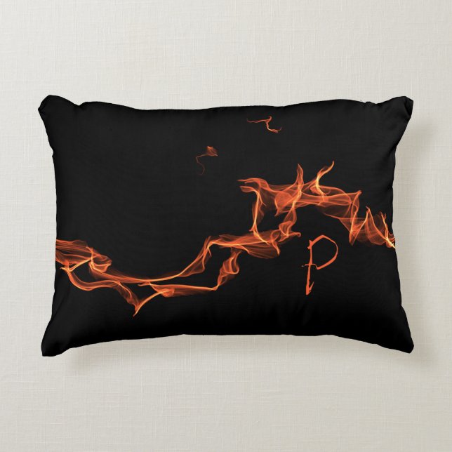 Flames Custom Monogrammed Decorative Cushion (Front)