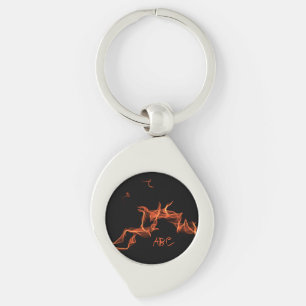 Flames Custom Monogrammed Key Ring