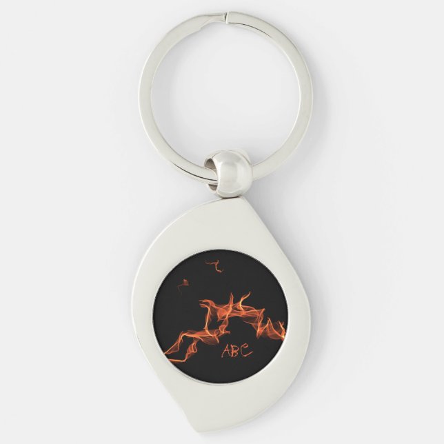 Flames Custom Monogrammed Key Ring (Front)