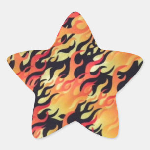 Flames Fire Customise add Name or Text Star Sticker