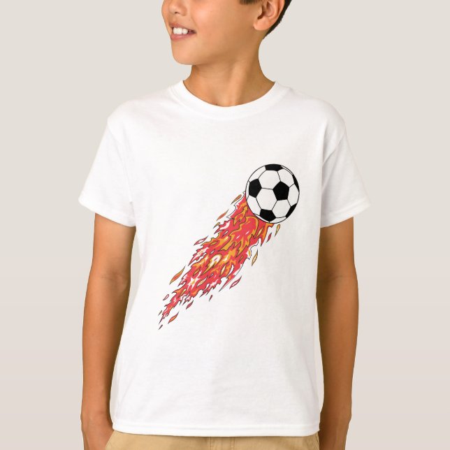 flames fire soccer ball T-Shirt (Front)