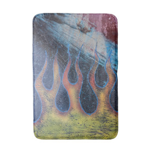 Flames graffiti bath mat