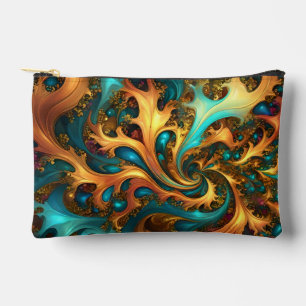 Flames of Color: Teal, Gold, Orange Fractal Dance Accessory Pouch