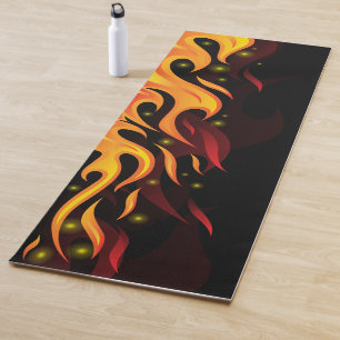 Flames of Fire on Black Background Yoga Mat