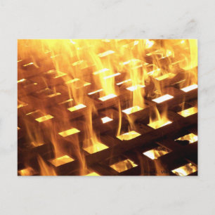 Flames of fire through a lattice photograph design postcard
