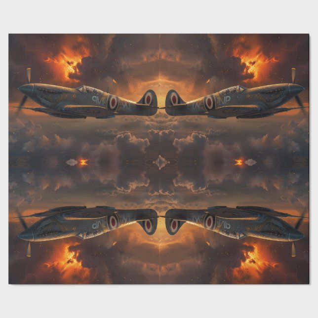 Flames of the Sky: A Spitfire's Ascent Wrapping Paper (Seam)