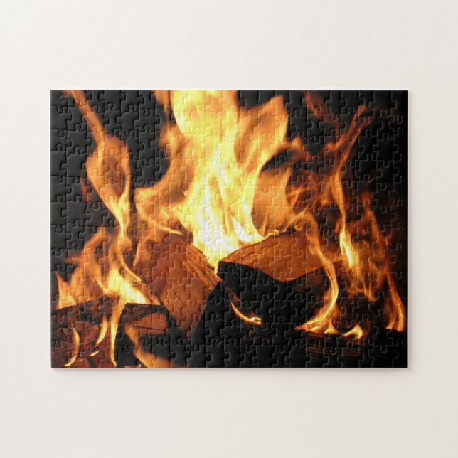 Flames on Burning Logs Jigsaw Puzzle (Horizontal)