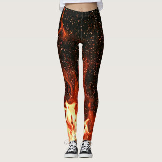 Flames Red Hot Black Fire Racing Modern Leggings