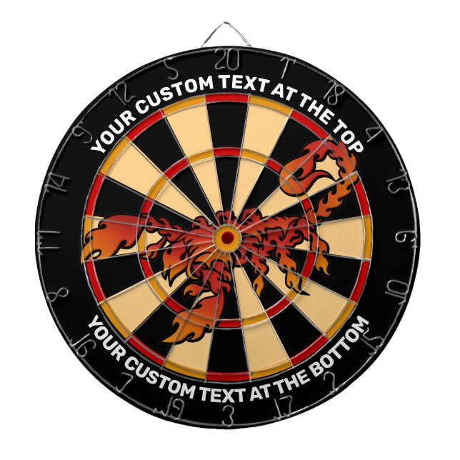 Flames Scorpion Dartboard with Custom Text (Front)