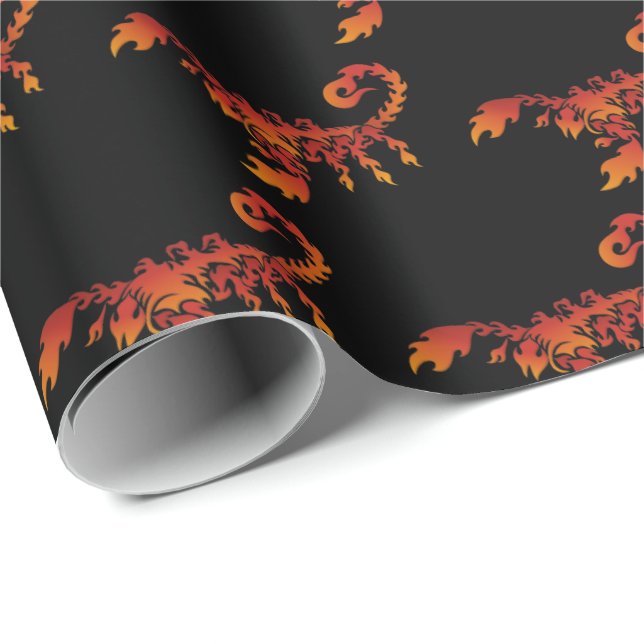 Flames Scorpion Pattern Wrapping Paper (Roll Corner)