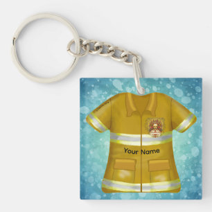 Flames Shield Firefighter Key Ring