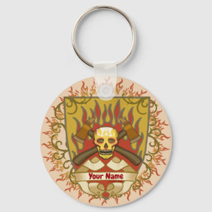 Flames Shield Firefighter keychain