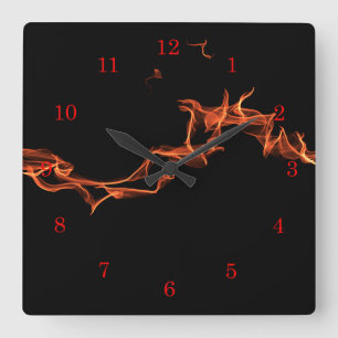 Flames Square Wall Clock