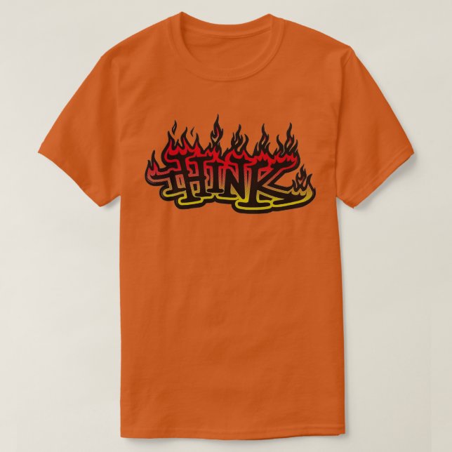 Flames think skateboard design T-Shirt (Design Front)