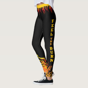 Flames with Your Name in Block on BLACK Leggings