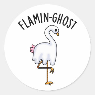 Flamin-ghost Funny Flamingo Ghost Pun Classic Round Sticker