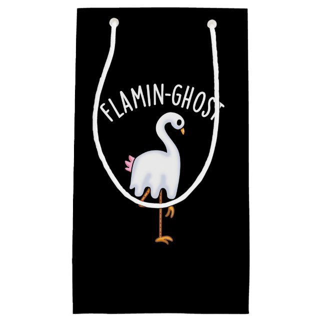 Flamin-ghost Funny Flamingo Ghost Pun Dark BG Small Gift Bag (Front)