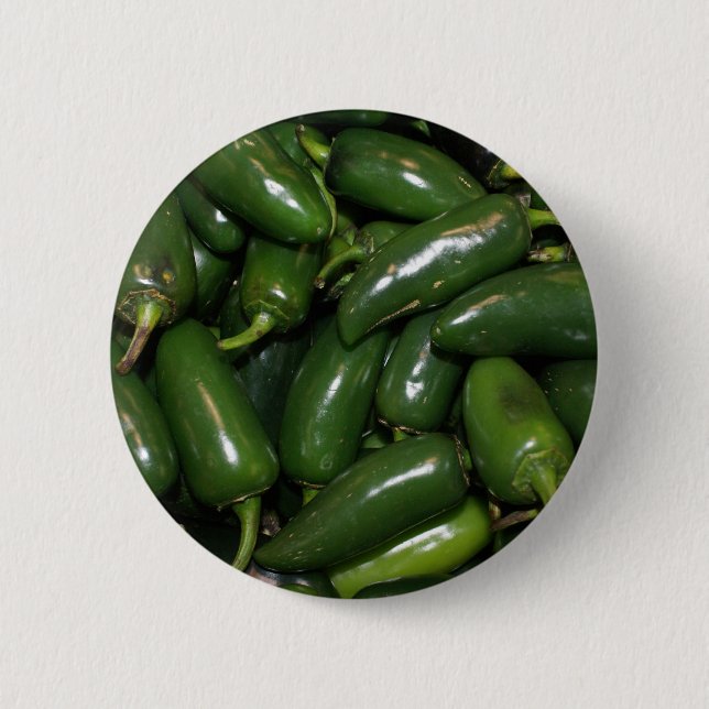 Flamin' Hot Green Jalepeno Peppers Art 6 Cm Round Badge (Front)