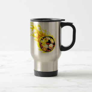 Flamin' Soccer Ball Travel Mug