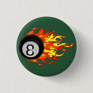 Flaming 8 Ball 3 Cm Round Badge