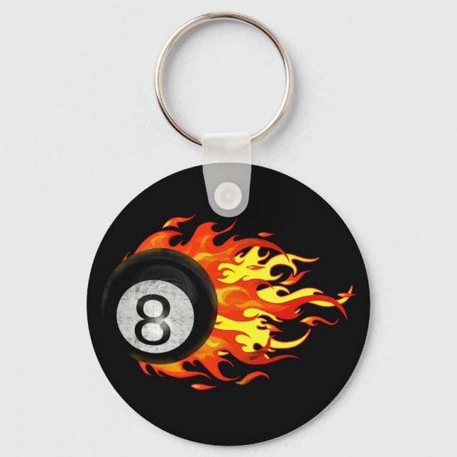 Flaming 8 Ball Key Ring (Front)