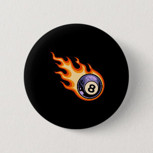 Flaming 8 Ball Pool Billiards 6 Cm Round Badge