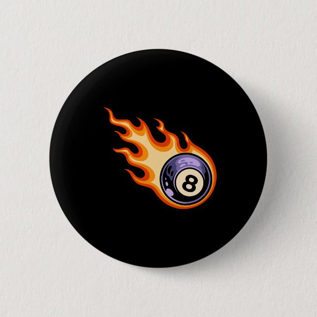 Flaming 8 Ball Pool Billiards  6 Cm Round Badge (Front)