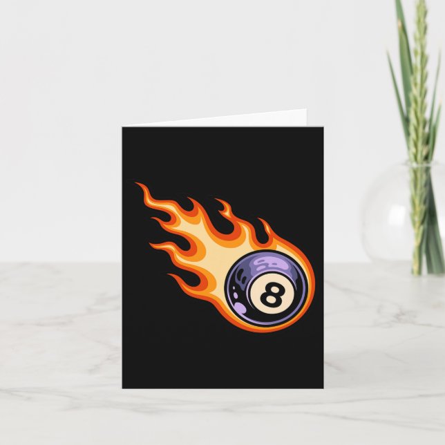 Flaming 8 Ball Pool Billiards  Card (Front)