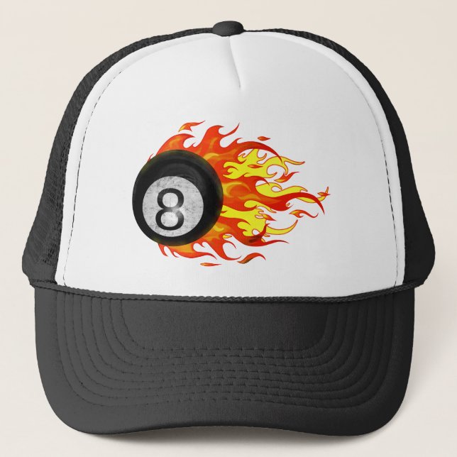 Flaming 8 Ball Trucker Hat (Front)