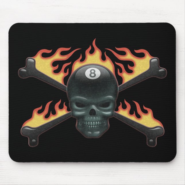 Flaming 8 Skull Mouse Mat (Front)
