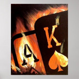 Flaming Ace King Big Slick Poker Poster by Teo