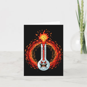Flaming angry thermometer extreme heat rage card