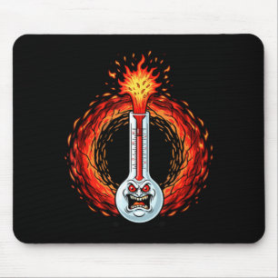 Flaming angry thermometer extreme heat rage  mouse mat