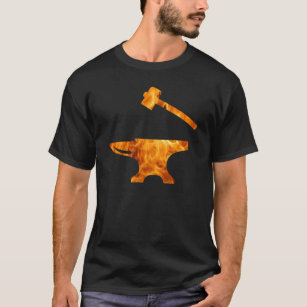 Flaming Anvil & Hammer Blacksmith Metalworking T-Shirt
