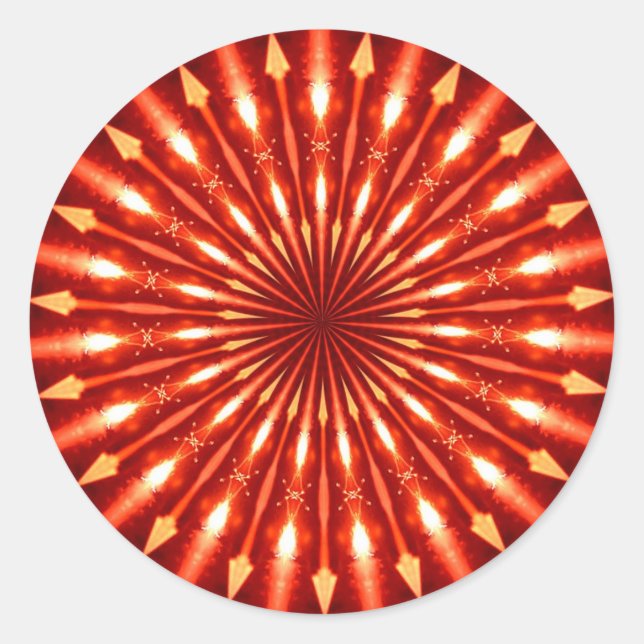 flaming arrows kaleidoscope classic round sticker (Front)