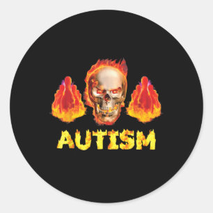 Flaming Autism Skeleton Bowling Oddly Specific Dar Classic Round Sticker