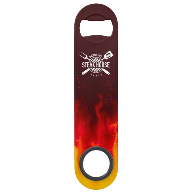 Flaming Bar Blade Opener — Custom BBQ Steak House (Front)