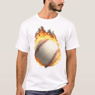 Flaming Baseball Cool Design T-Shirt