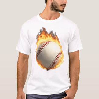 Flaming Baseball Cool Design T-Shirt