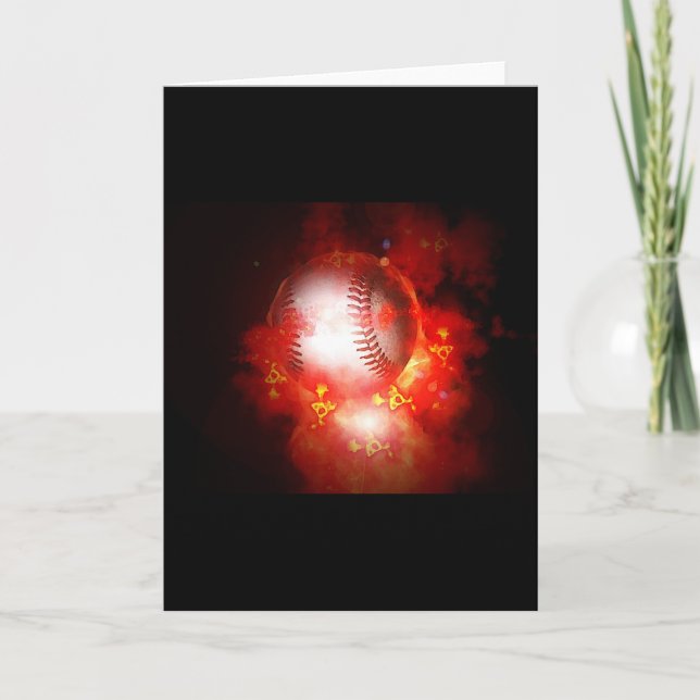 Flaming Baseball Greeting Cards (Front)