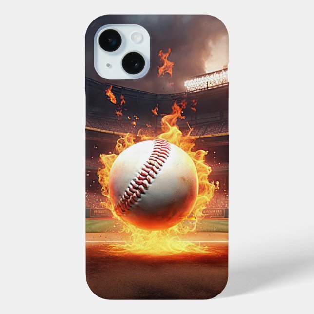 Flaming Baseball In Stadium Case-Mate iPhone Case (Back)