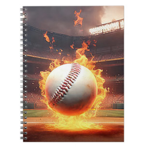 Flaming Baseball In Stadium Notebook