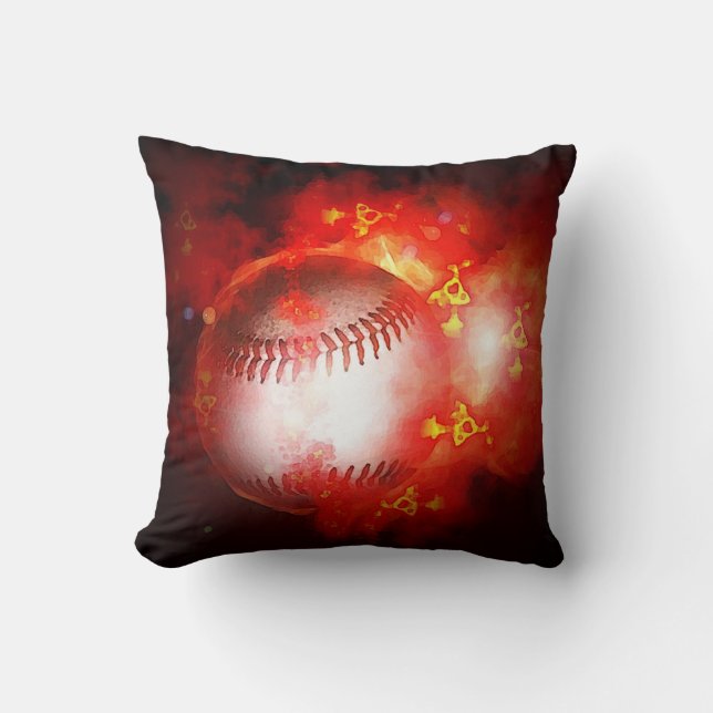 Flaming Baseball Inspirational Cushion (Front)